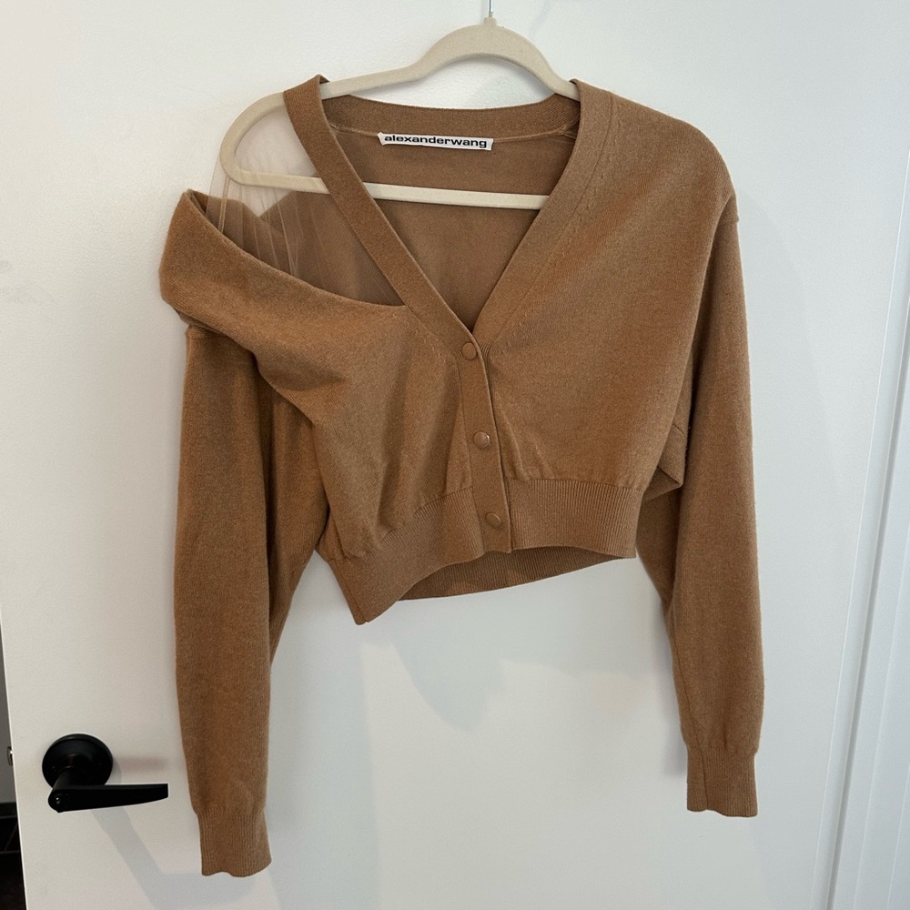 Alexander Wang Mesh Panel cropped cardigan